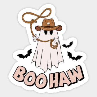 Retro Cute Cowboy Ghost Halloween Sticker